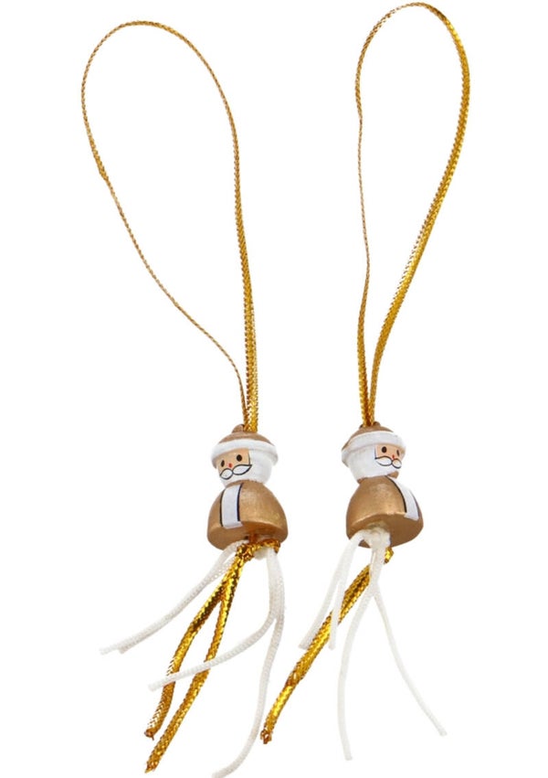 Gelukspoppetje Kerstman goud met wit