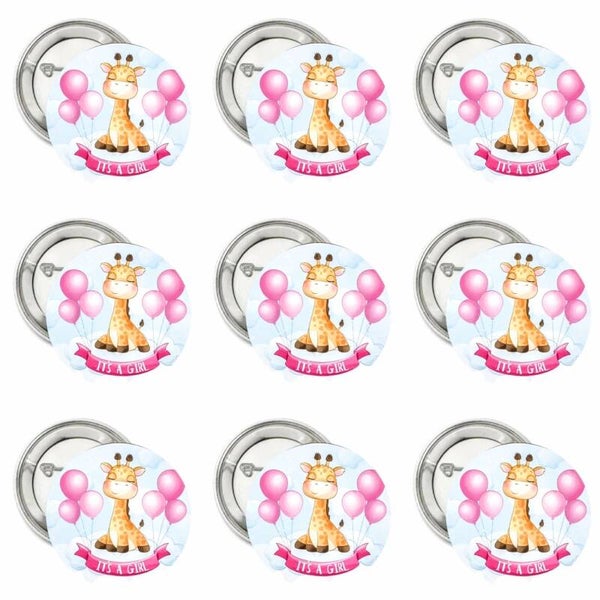 9 Buttons Giraf It's a Girl