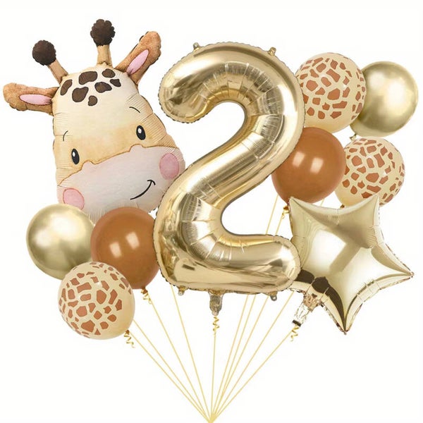 Tweede verjaardag ballon set Giraf 10-delig