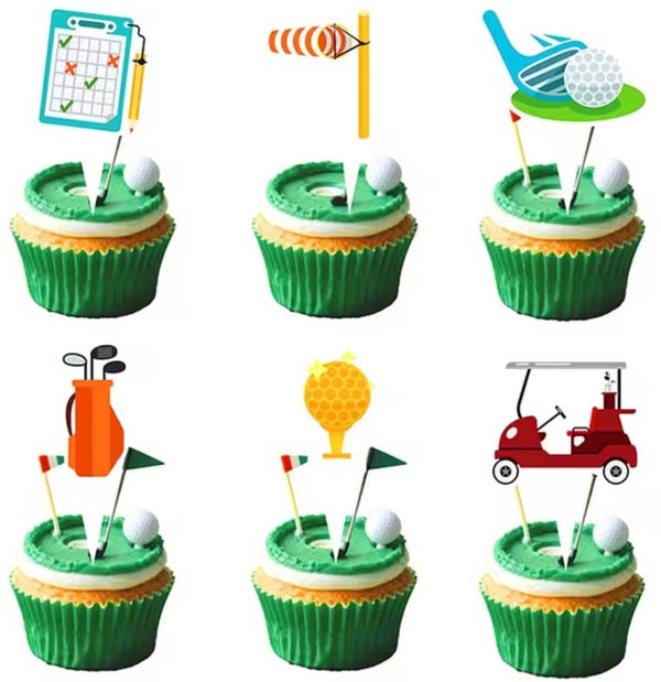 24 cupcake toppers Golf