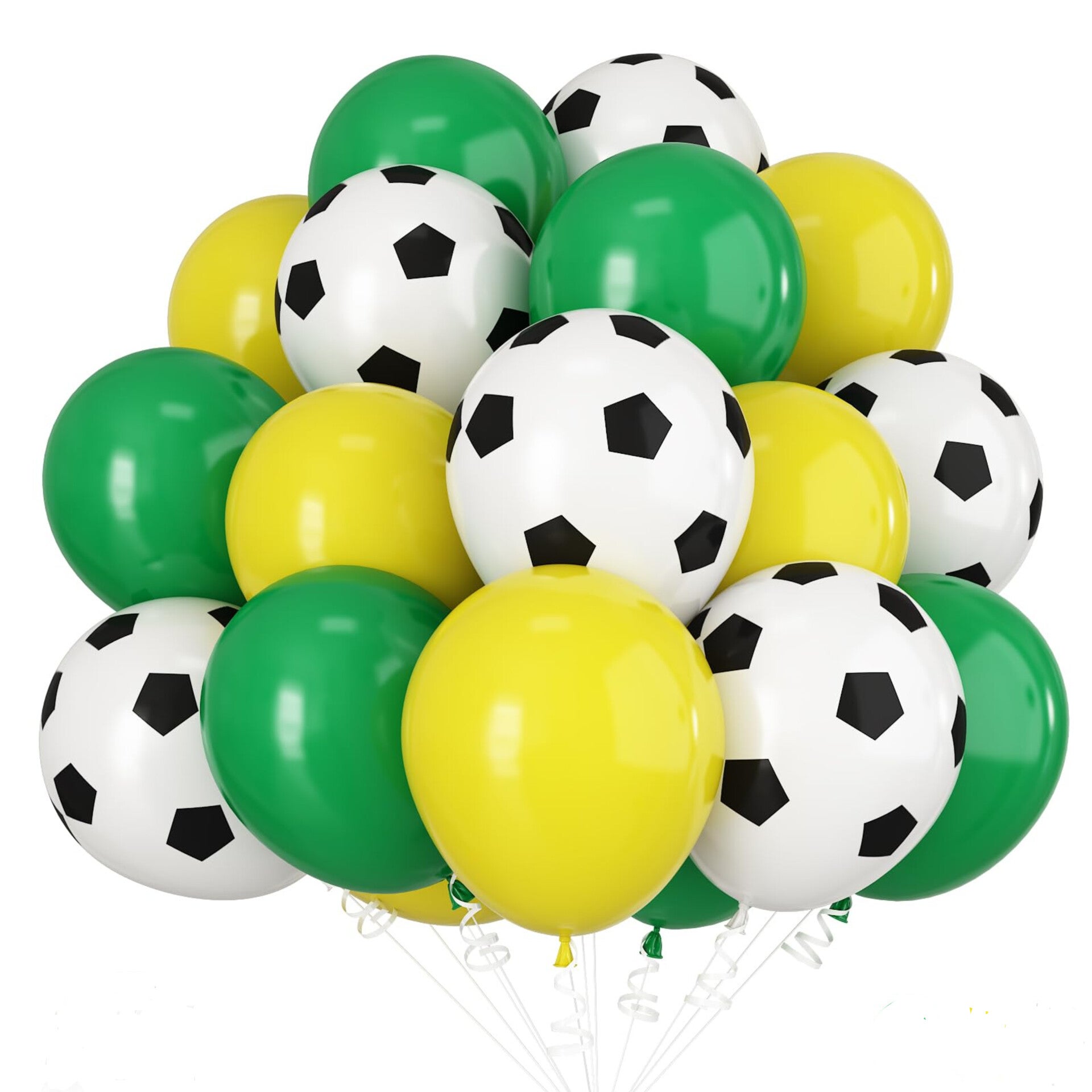 Voetbal ballonnen set geel, groen en zwart wit 30-delig