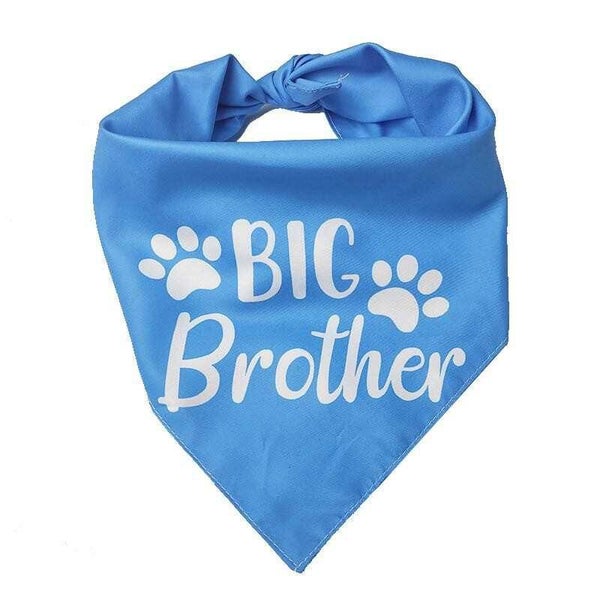 Honden bandana Big Brother blauw met witte tekst en honden pootjes