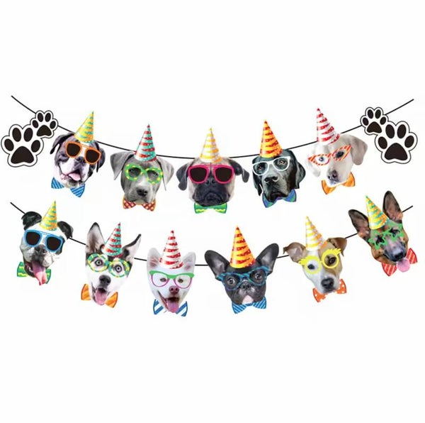 Banner Happy Dogs met diverse honden afbeeldingen