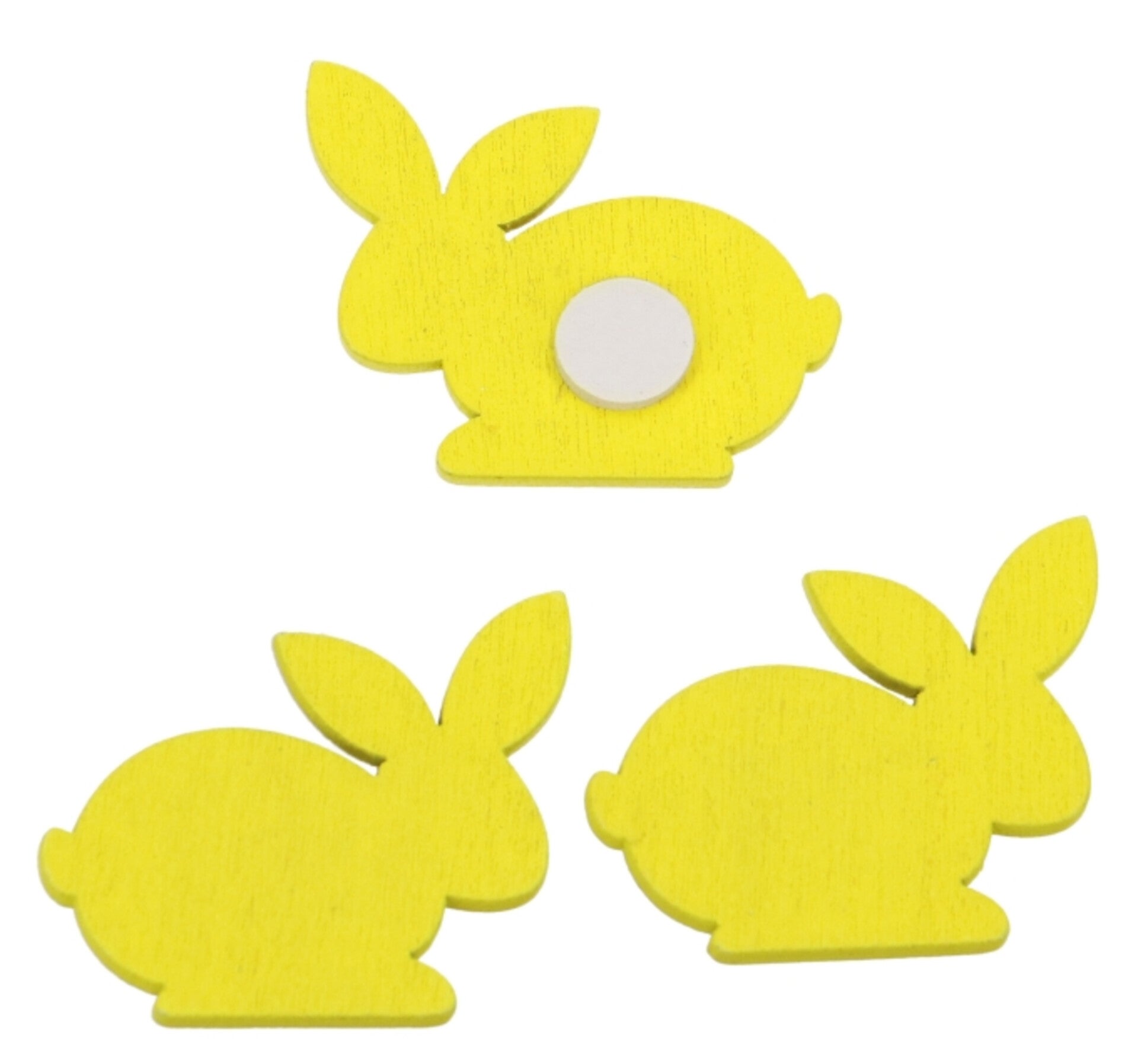 10 houten plakkers paashaasje geel & Plakker 3.5 x 3.5cm 50stuks
