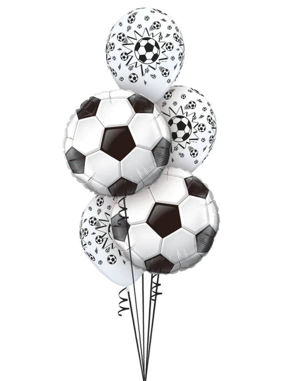 Voetbal ballonnen set 5-delig zwart/wit