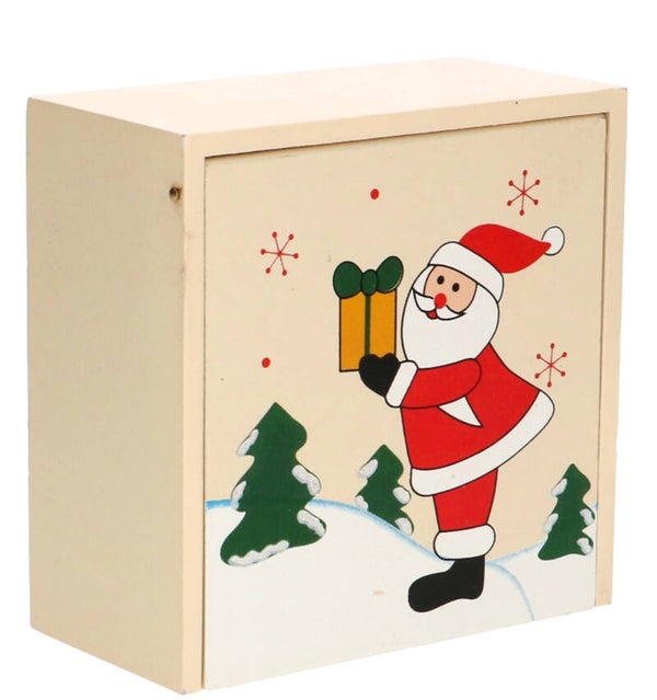 Houten kistje Kerstman met klepje