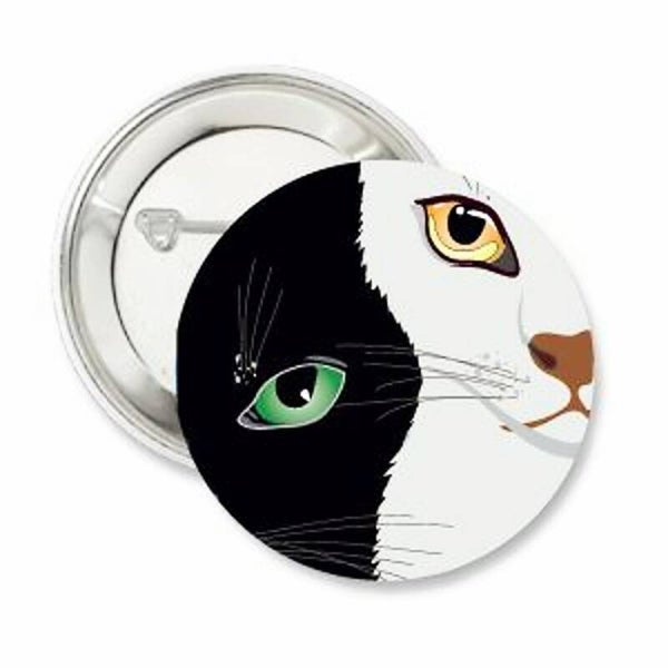 Button of kleding (magneet) Cats Black and White met of zonder eigen tekst