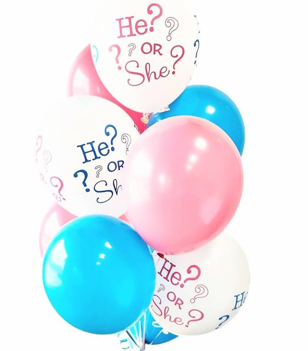 9 Ballonnen Boy or Girl blauw en roze