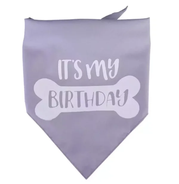 Honden bandana It's my Birthday grijs