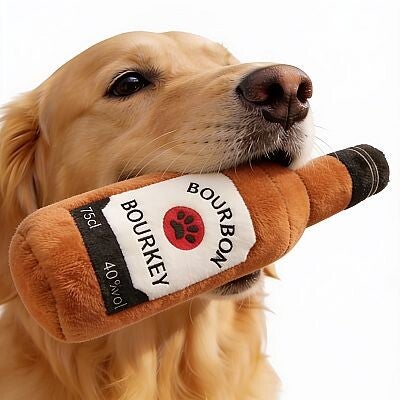Pluche honden speeltje fles Bourbon whiskey