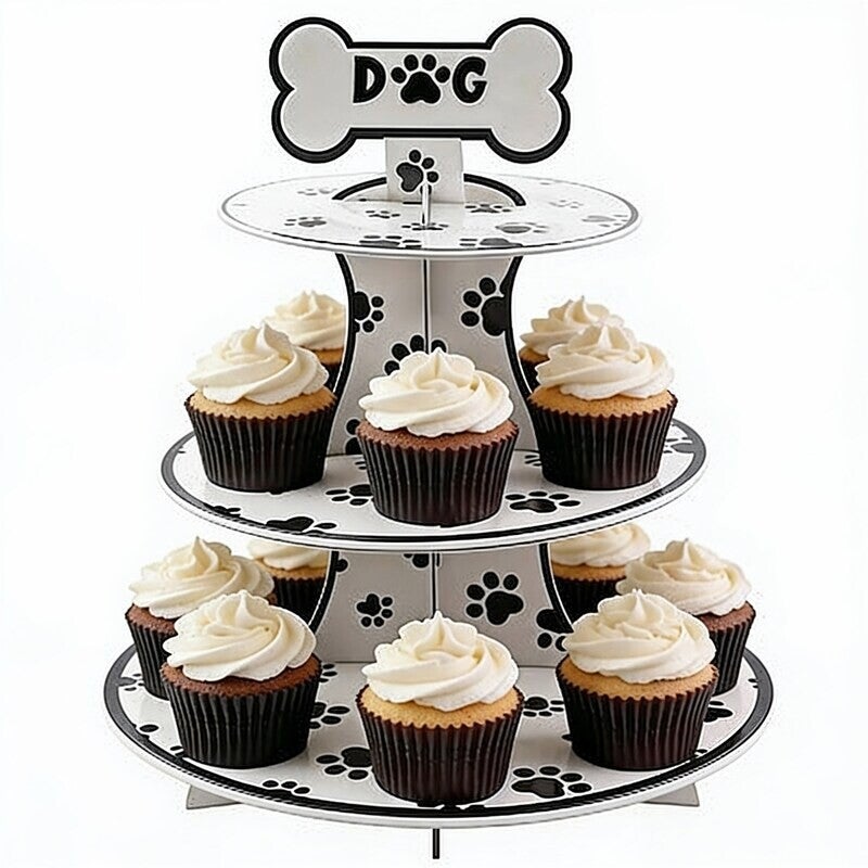 Cupcake standaard wit met zwarte pootjes
