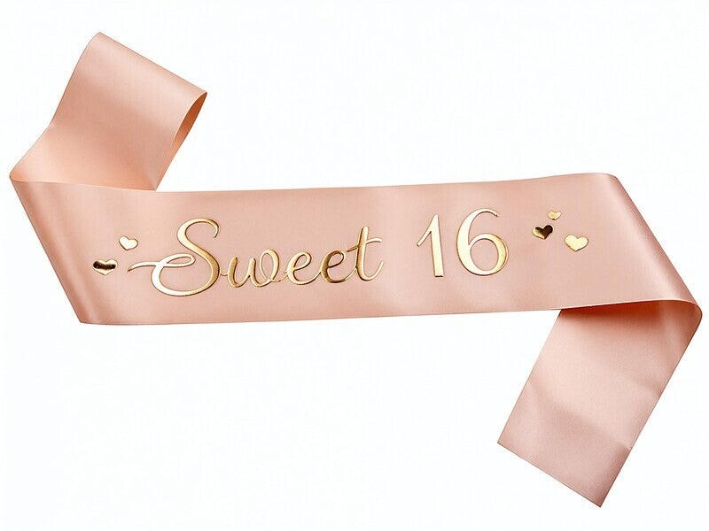 Sjerp Sweet 16 rosé goud met goud folie tekst