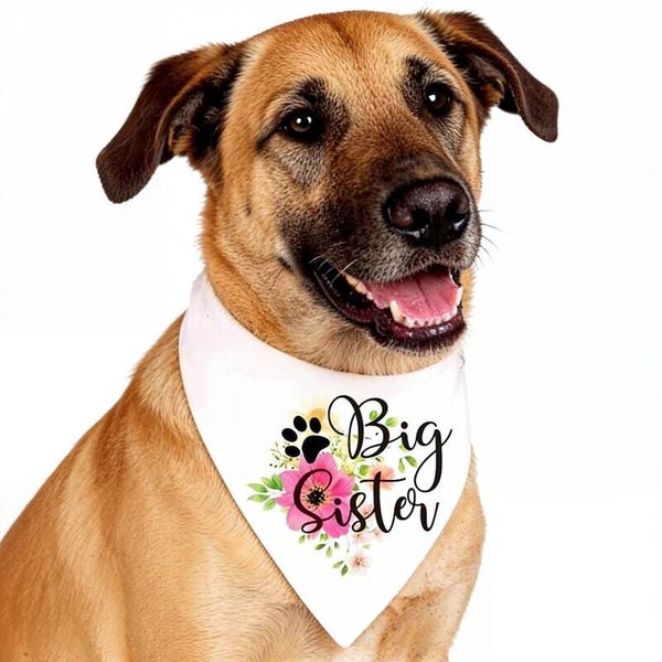 Honden bandana Soon to be Big Sister Flowers
