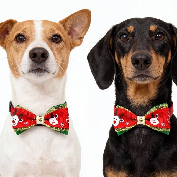 Kerst strik Rendier in 3 traditionele kerst kleuren