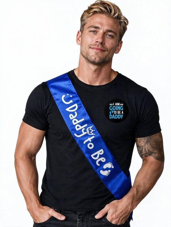 Sjerp en button set Daddy to Be blauw