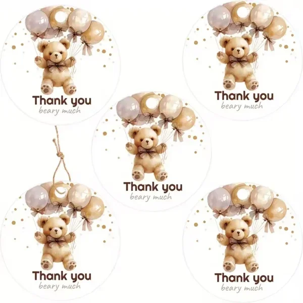 10 kaartjes met jute touw Thank You Beary Much