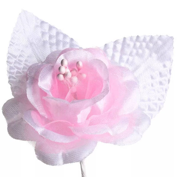 2 licht roze satijnen rozen