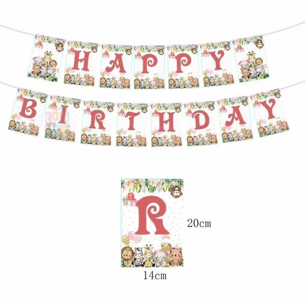 Jungle thema Safari banner pink