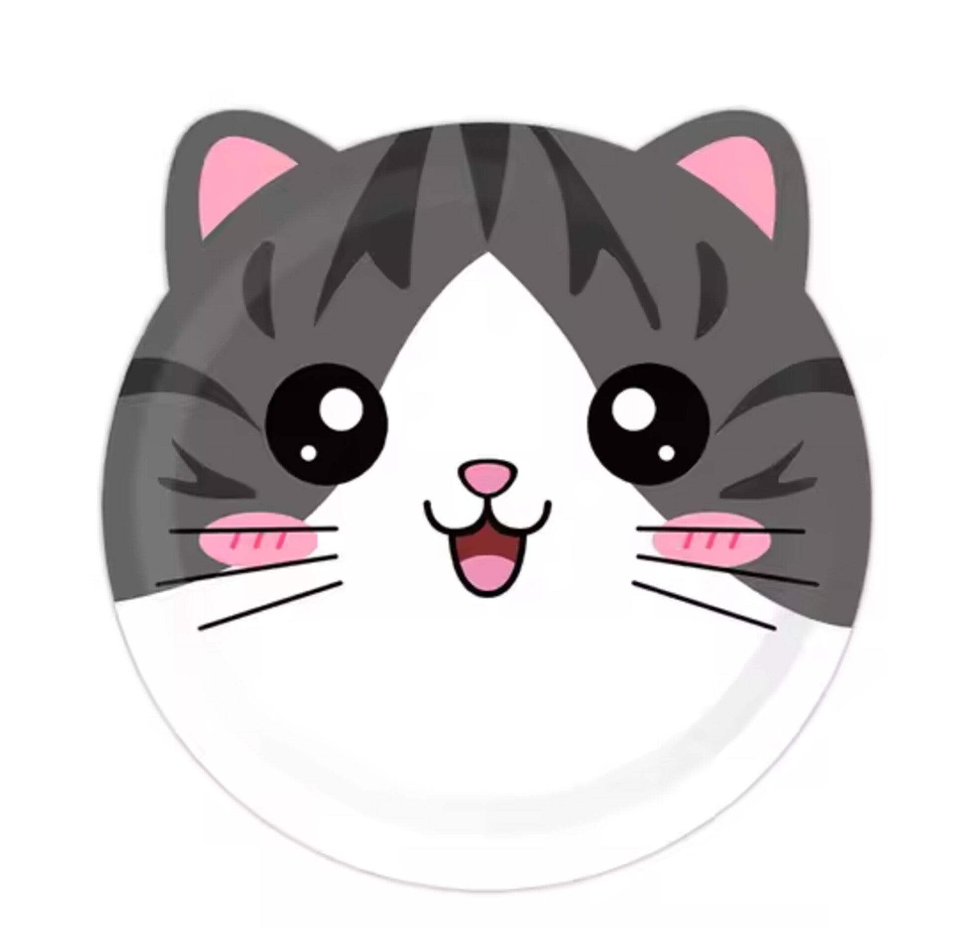 Poezen bordjes wit met grijs zwarte afbeelding