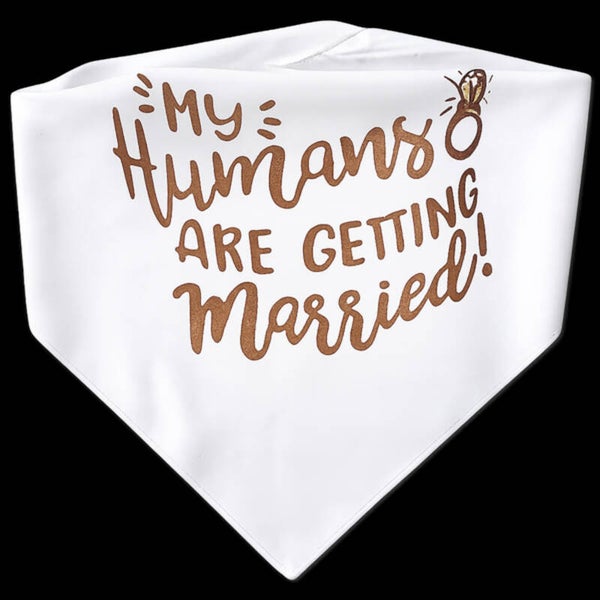 Honden of katten bandana My Humans are getting Married wit met rose goud/koper