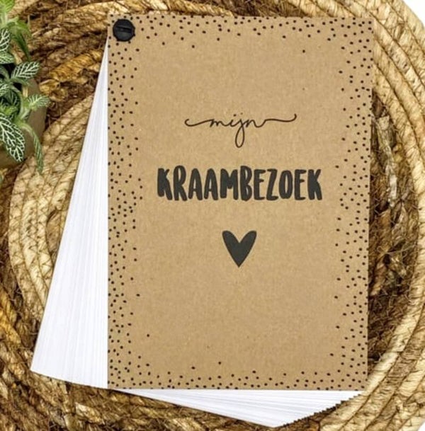 Kraambezoek boek met 25 invulkaarten kraft
