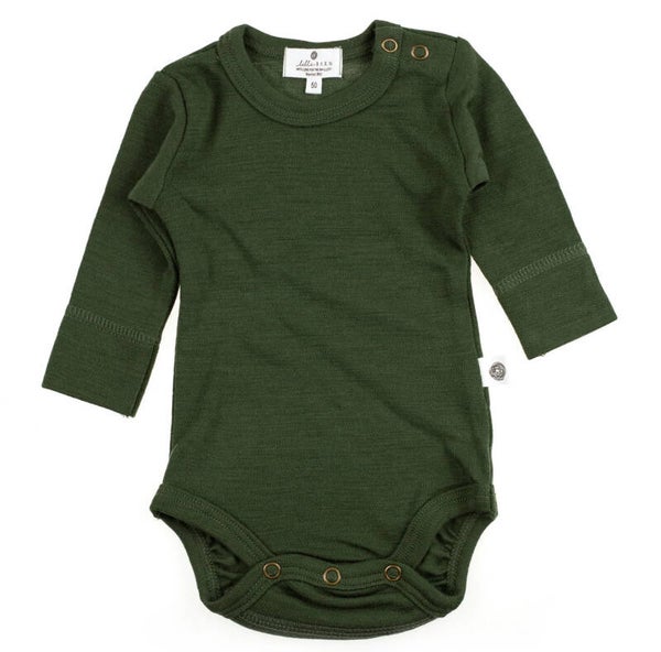 Wollen Romper lange mouw – Merinowol - Rifle Green - Lille Barn