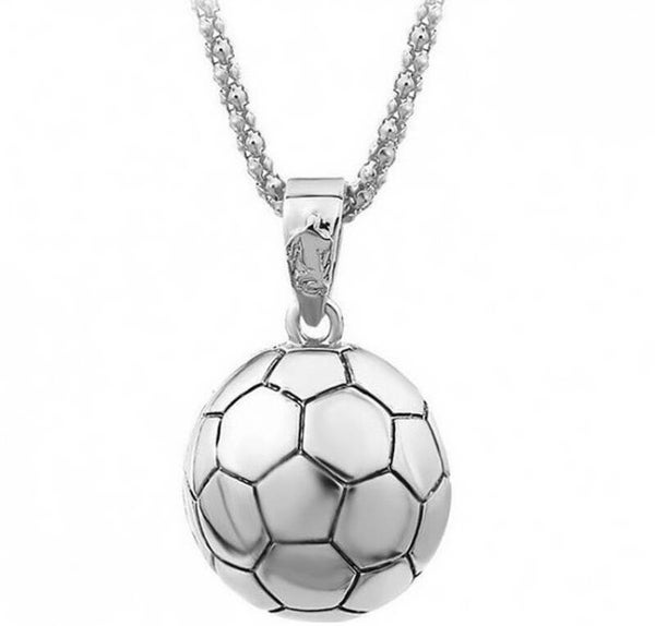 Mannen ketting met voetbal bedel zilver