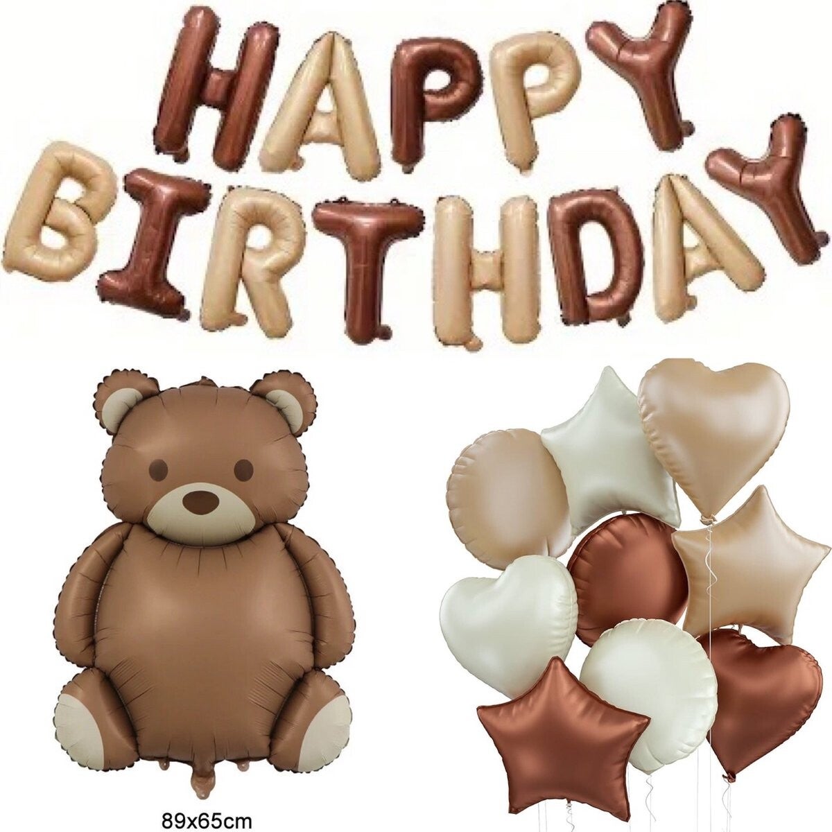 11-delige Happy Birthday set Beer XL bruin, nude en ivoor