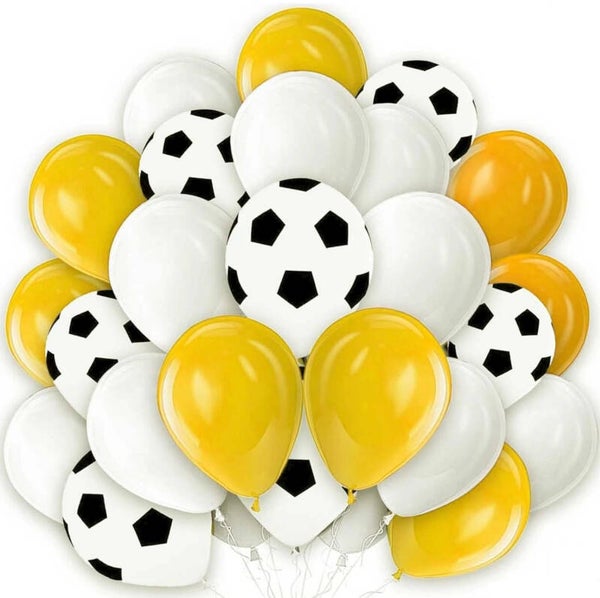 Voetbal ballonnen set geel zwart wit 30-delig