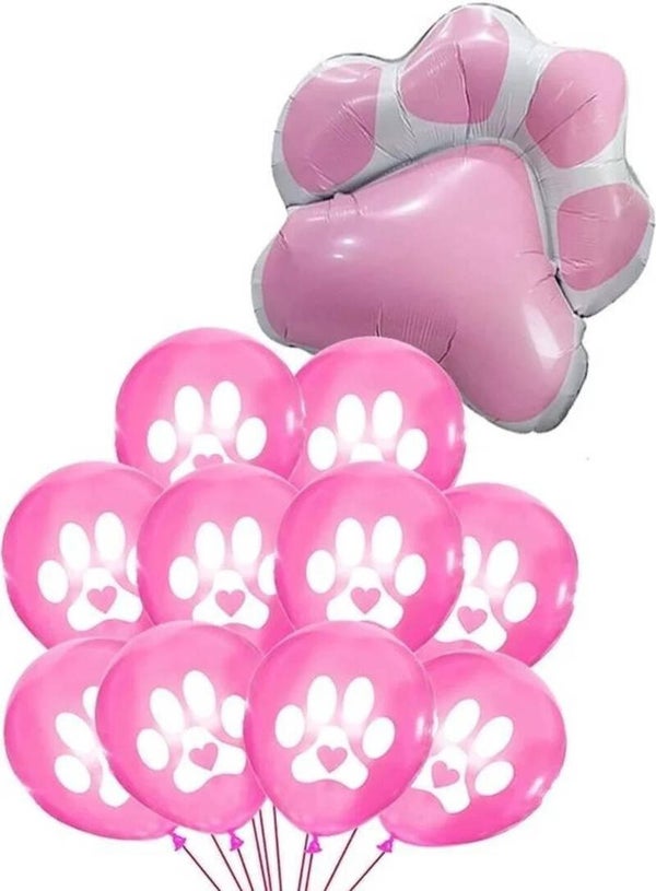 11-delige set Honden ballonnen Paws roze