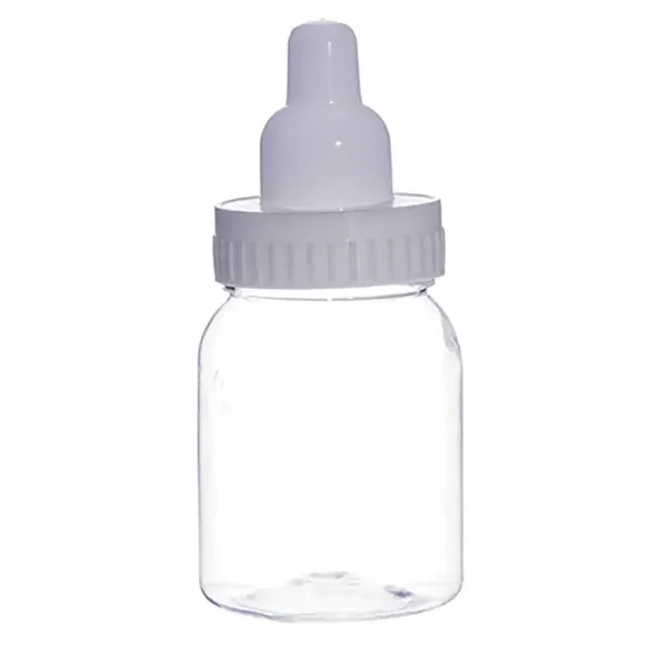 Plastic babyflesje met witte speen en witte ring