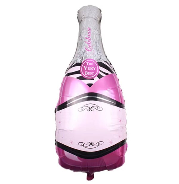 Grote folie ballon Champagnefles The very Best roze