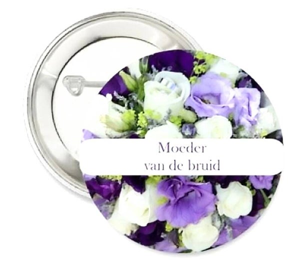 Button of (kleding)magneet Purple Flowers met of zonder eigen tekst
