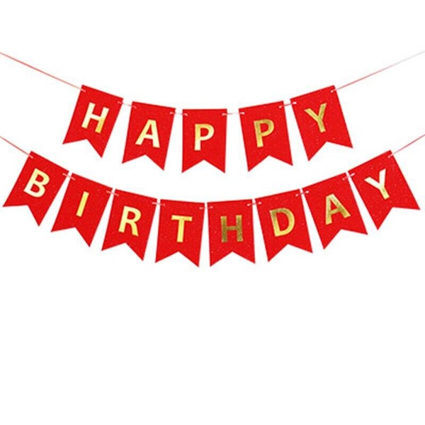Slinger Happy Birthday rood met folie gouden letters