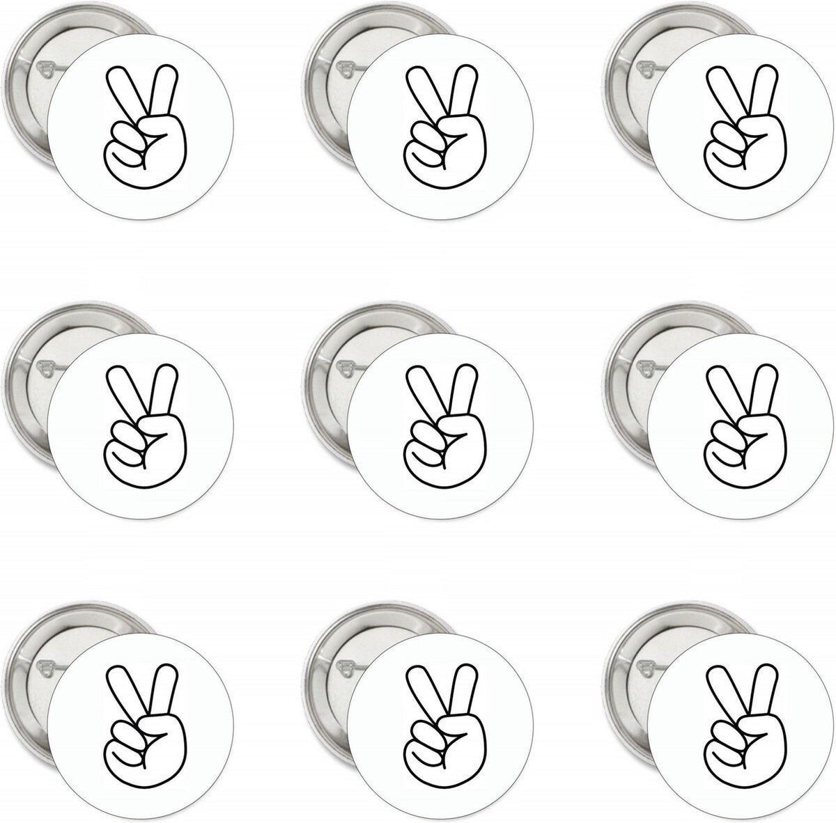9 Buttons Peace met speld of (kleding)magneet