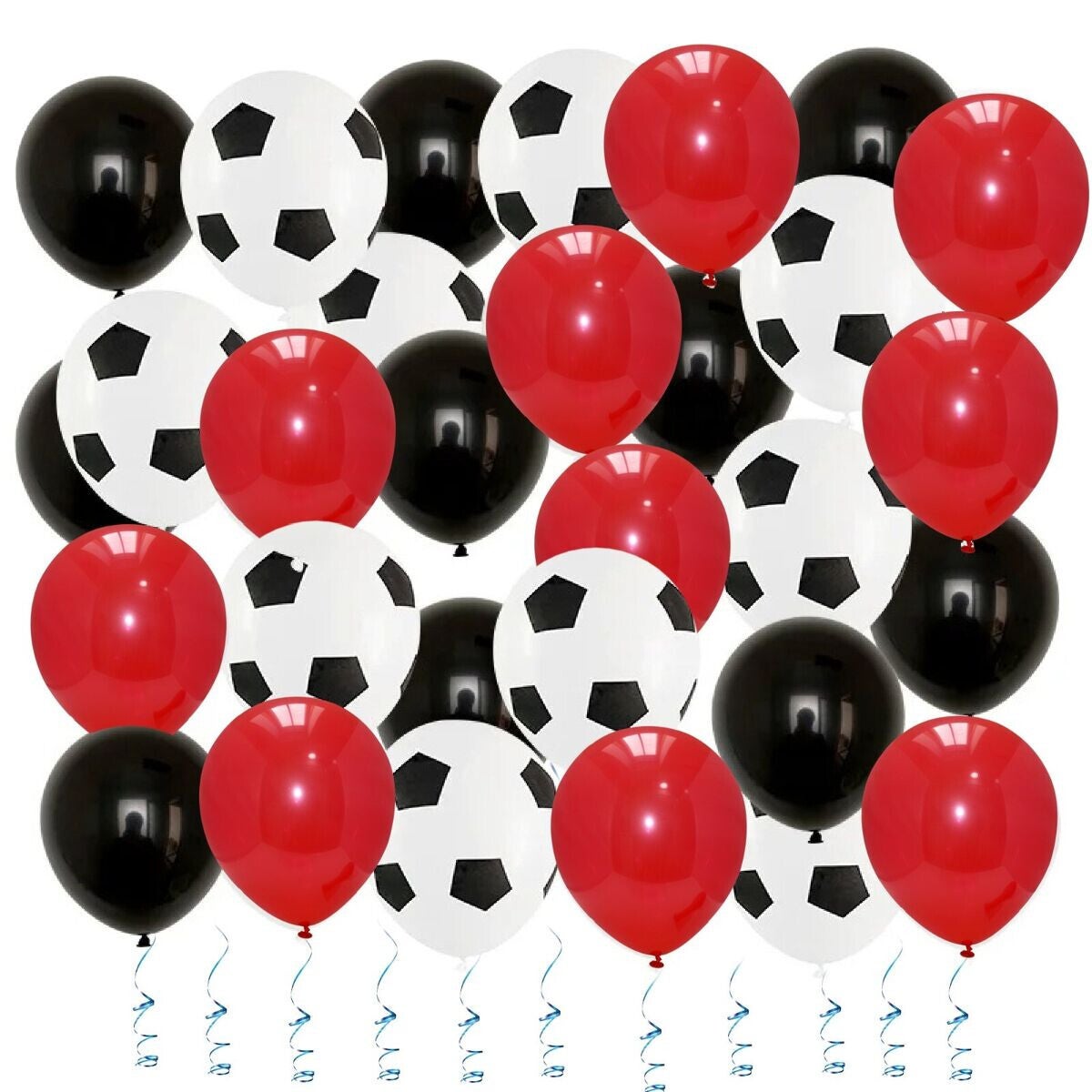 Voetbal ballonnen set rood zwart wit 30-delig