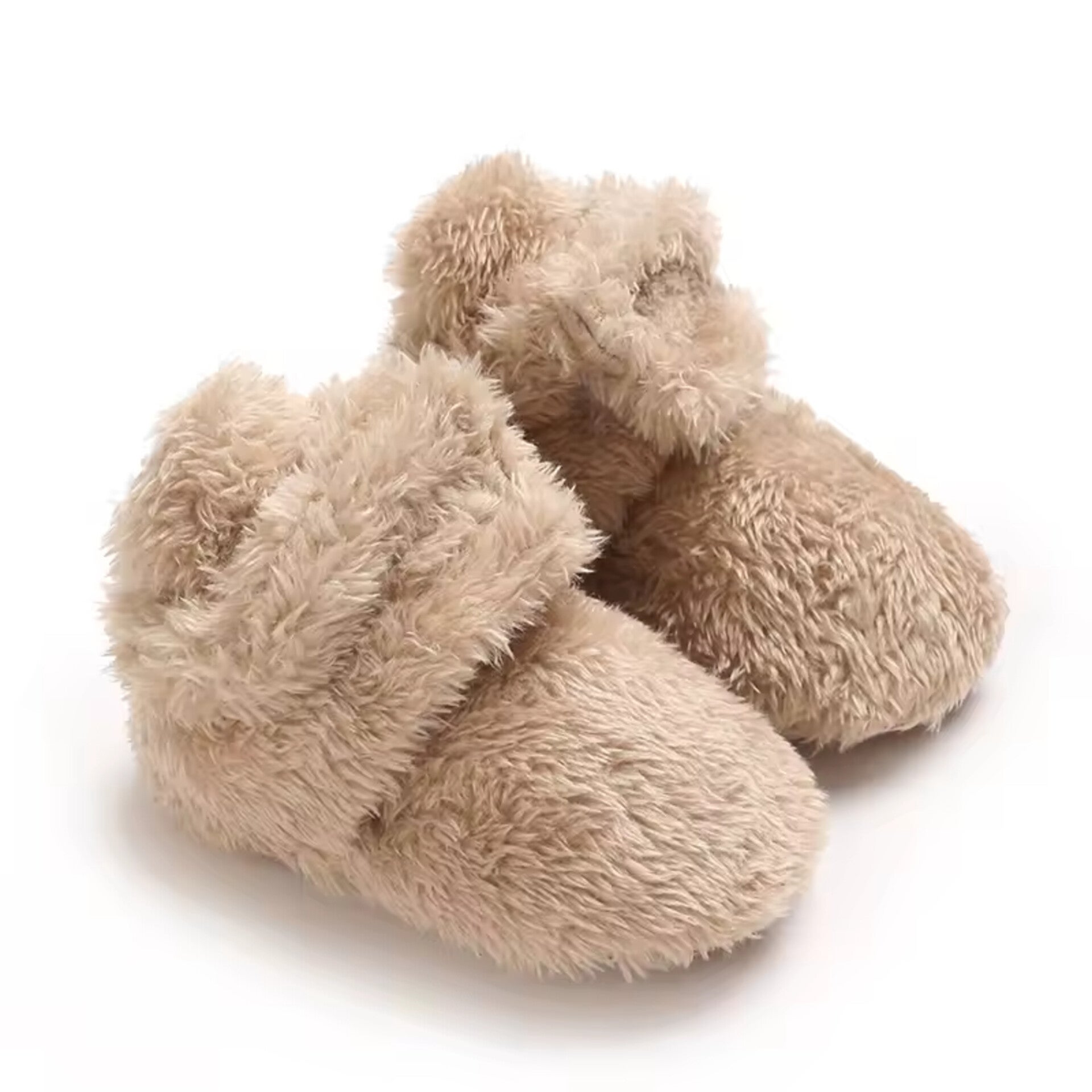 Zachte fleece baby slofjes beige