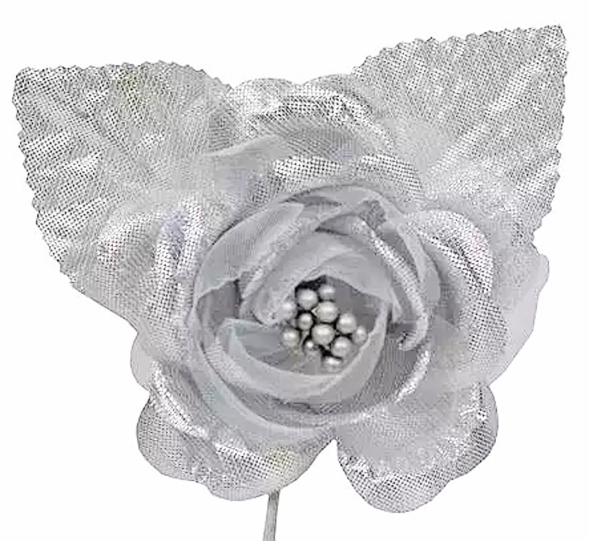 Zijde roos zilver
