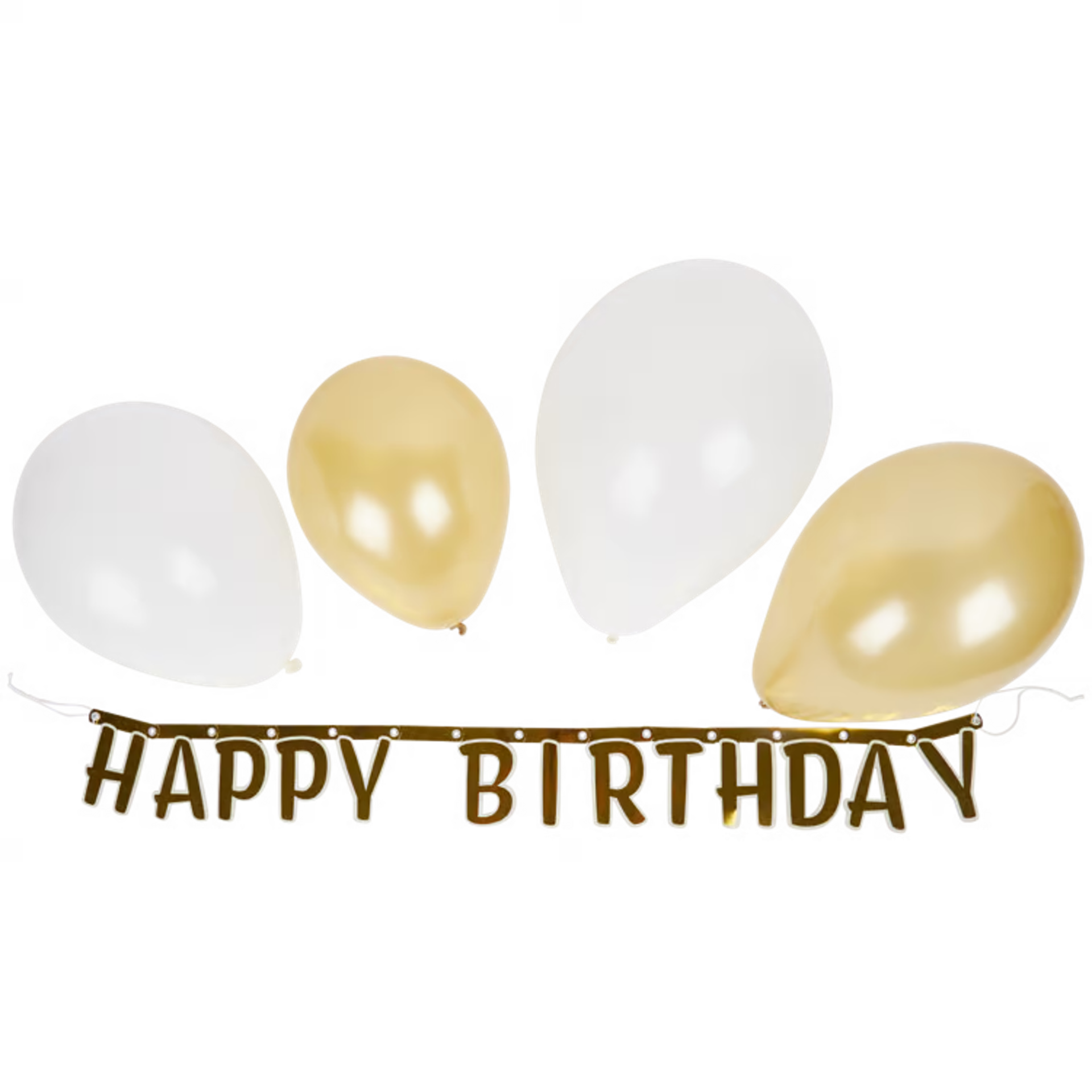 Gouden Happy Birthday slinger met ballonnen set