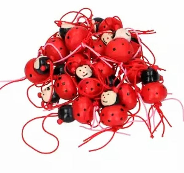 Houten gelukspoppetje in vorm van een lieveheersbeestje groot