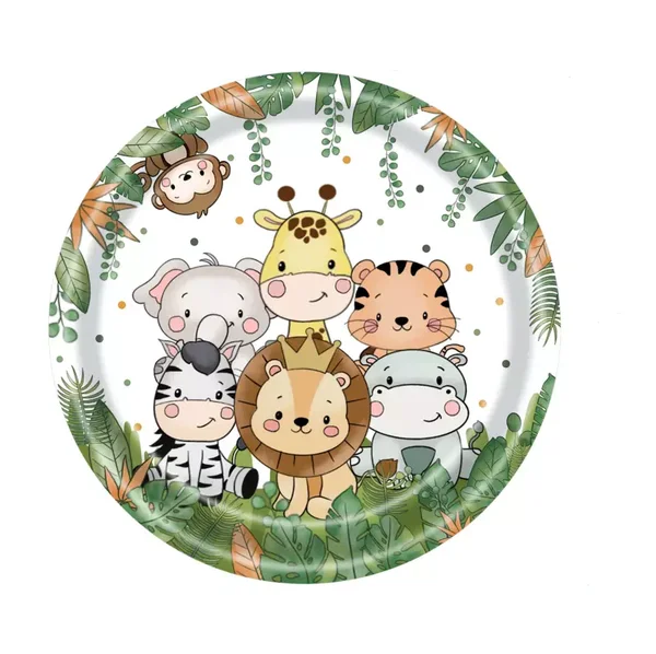 10 Jungle Safari Themafeest kartonnen bordjes groen