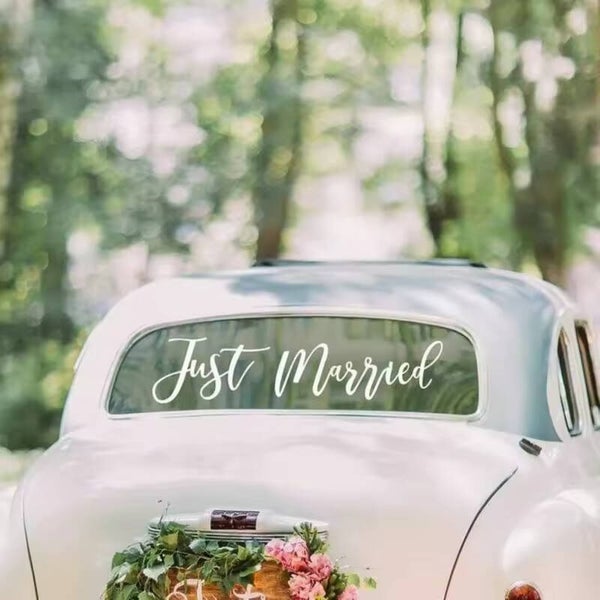 Auto decoratie sticker Just Married wit