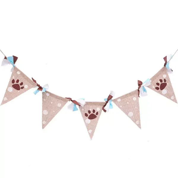 Jute honden slinger met blauwe strikjes