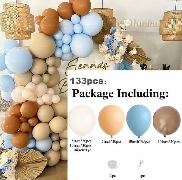 Ballonboog pakket bruin blauw beige nude 133-delig