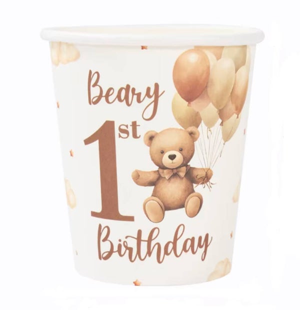 Eerste verjaardag bekertjes Sweet Bear