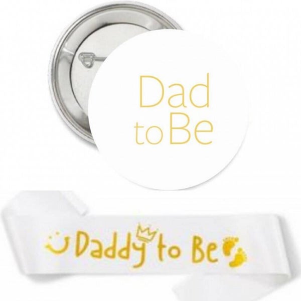 Sjerp en button set Daddy to Be wit en goud