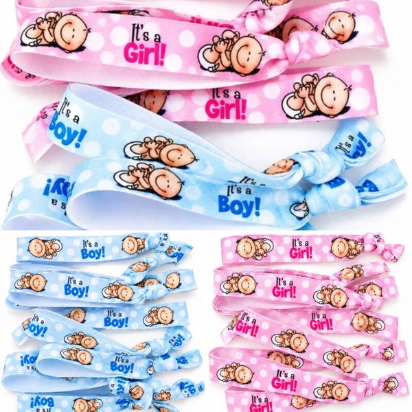 10 elastische gender reveal armbanden It's a Girl, It's a Boy Happy of mix