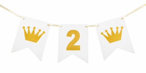 Wit met gouden letter banner 2 met kroontjes