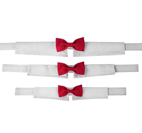 Luxe hondenstrik met wit boord en rode strik maat S, M en L