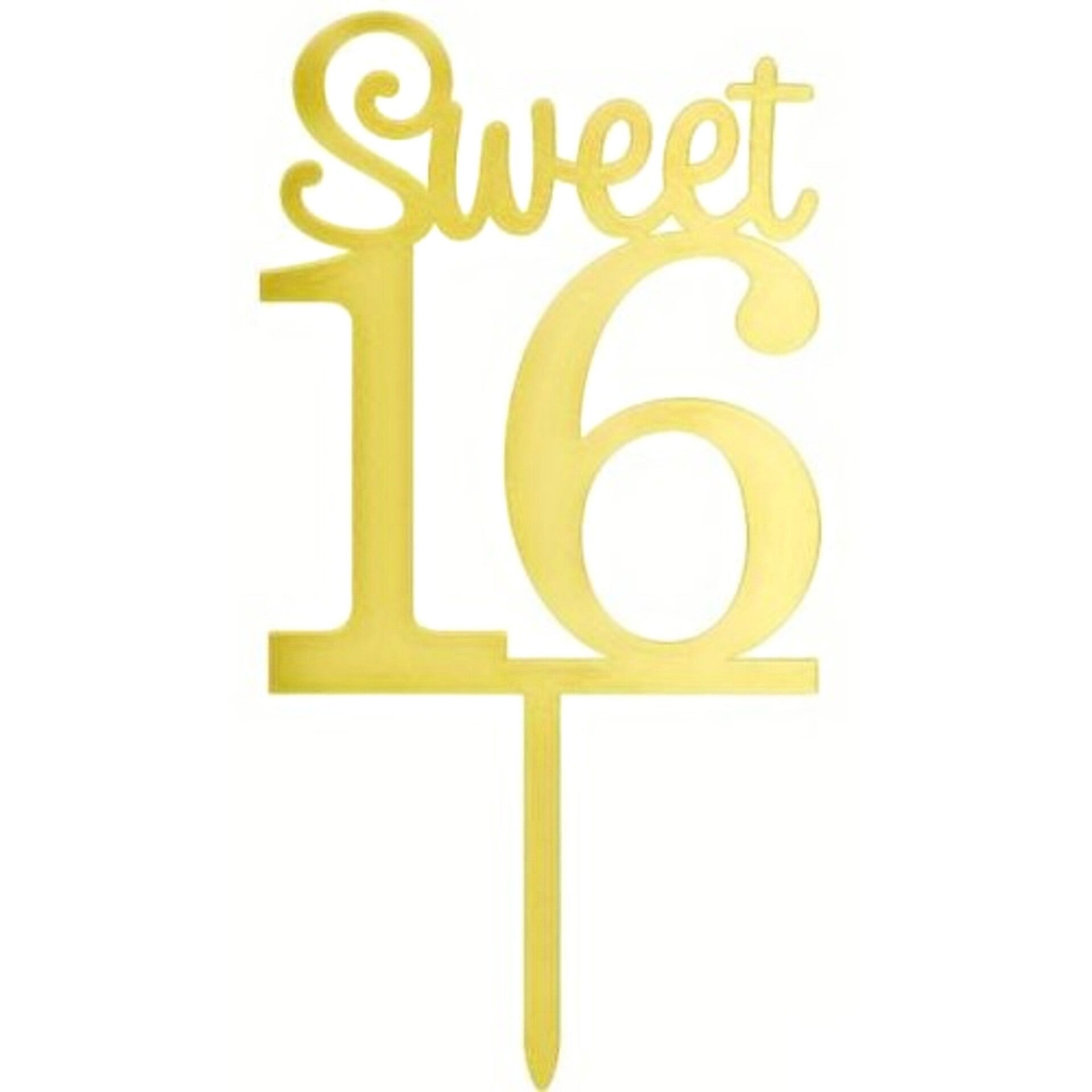 Acryl taart topper Sweet 16 goud